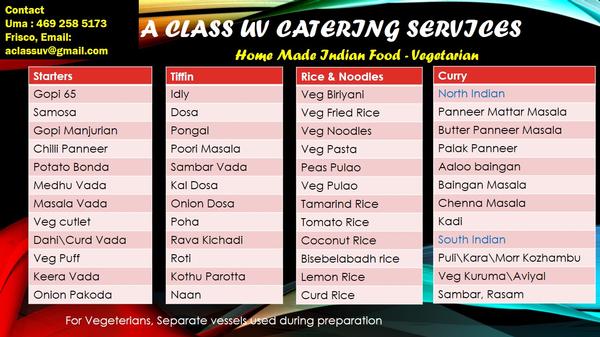 veg menus 